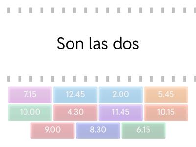 La hora: analogue clock matching digital