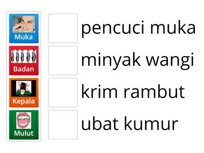 Bahan pencuci dan dandanan diri yang sesuai.