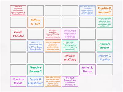 US Presidents Matching Game  McKinley-Obama