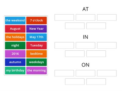 PET Prepositions with time