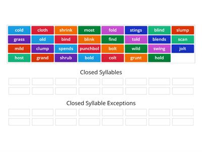 Closed Syllables/ Closed Syllable Exceptions 