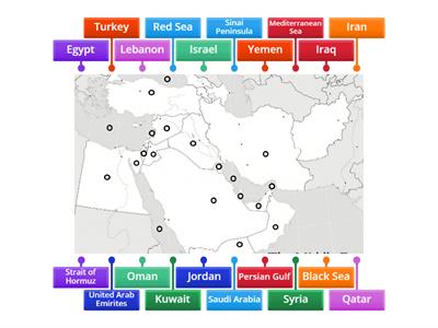 Middle East Map w/ Bodies of Water