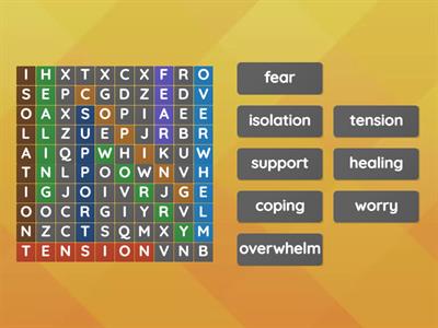 anxiety wordsearch 