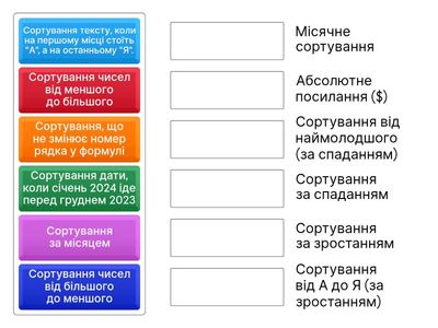 Сортування та посилання в Excel