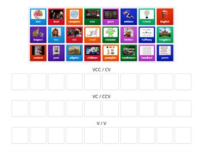 Green Sort 15 - Syllable Junctures VCCCV & VV Patters