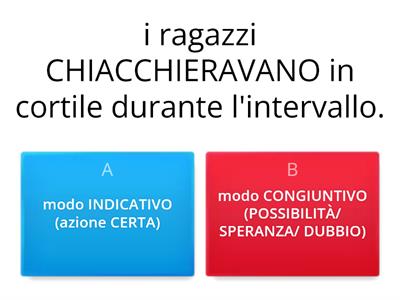 Nelle frasi c'è un verbo al modo INDICATIVO o CONGIUNTIVO?