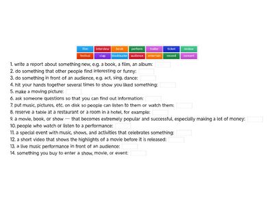 Entertainment - Vocabulary