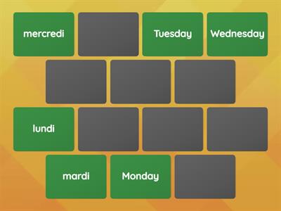 Days of the week - Memory