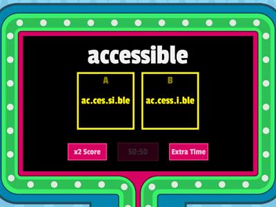 Syllable Division: 'ible' suffix