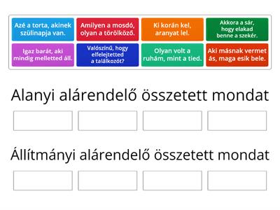 Alárendelő összetett mondatok