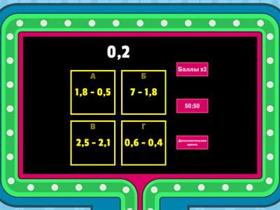 Вычитание десятичных дробей