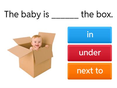 next to + in + under