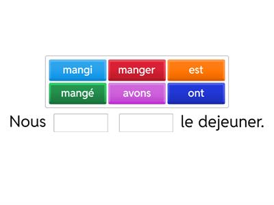 Passé composé réguliers avec AVOIR/ -er verbs