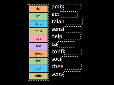 Complete the words to make adjectives