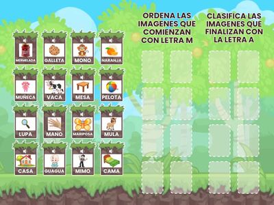 CLASIFICA EL SONIDO INICIAL Y FINAL DE CADA PALABRA