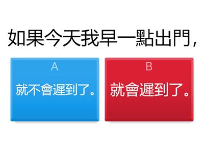 條件複句：如果……，就……。