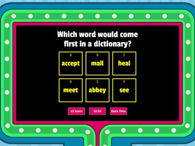 Dictionary Quiz & the Alphabet