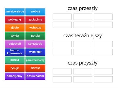 Dopasuj czasowniki do odpowiedniej grupy czasowej