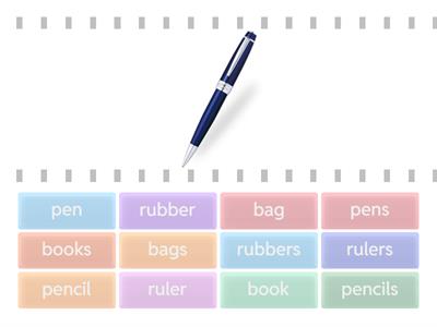 pen - pens, ruler - rulers