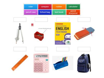 Match the words with the school things. 