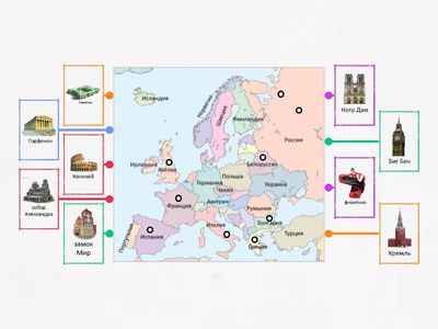 Европа. Достопримечательности. Карта