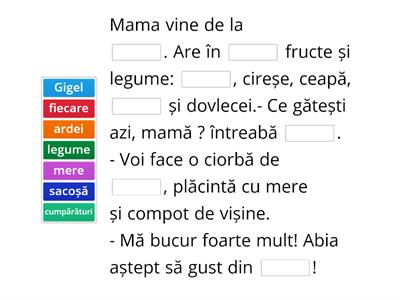 Completare de cuvinte in text