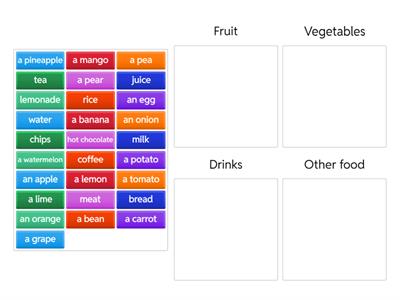 Starters vocabulary-food and drinks