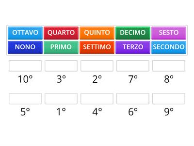 NUMERI ORDINALI: ABBINA IL NUMERO ALLA PAROLA