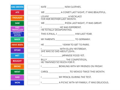 SIMPLE PAST AND PRESENT PERFECT - IRREGULAR VERBS