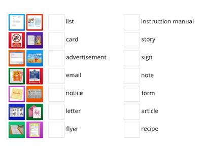 Types of Texts (E3 ESOL Reading)