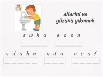  6 1.ÜNİTE DAILY ROUTINES -ANAGRAM- SET 1  (12)   