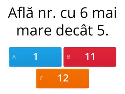 Adunări și scăderi 0-20, cu trecere peste ordin-joc creat împreună cu elevii clasei I A