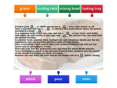 ZUCCHINI BREAD...NEF upper-intermediate 4th edition COOKING VOCAB