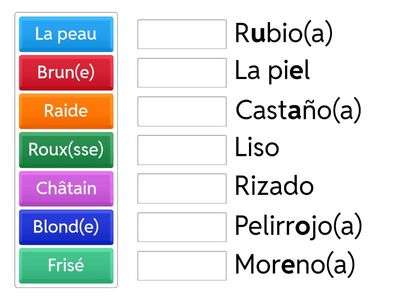 Tenéis que encontrer la traducción al español de las siguientes palabras.