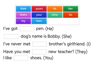 Possessive adjectives and pronouns