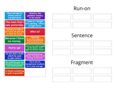 Run-On, Fragments and Sentences