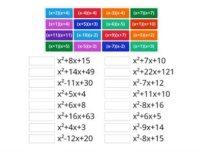 Factorising quadratics