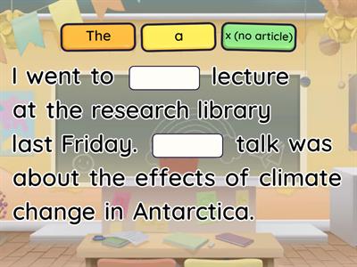 Nouns: definite, indefinite, unique and generic