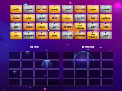  -ing form/  to-infinitive