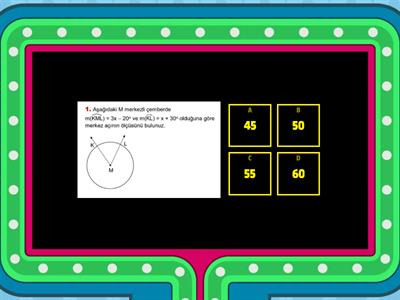 7.sınıf matematik çemberde açı