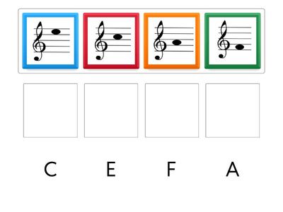 Treble Clef All spaces Note Name Match Up