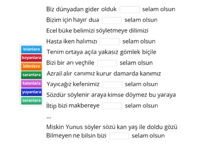 Yunus Emre ve sıfat fiil (-An) imü tömer materyal ödevi