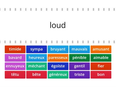 les adjectifs de personalité