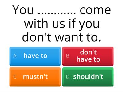Modals - obligation, prohibition and advice QUIZ (Int)