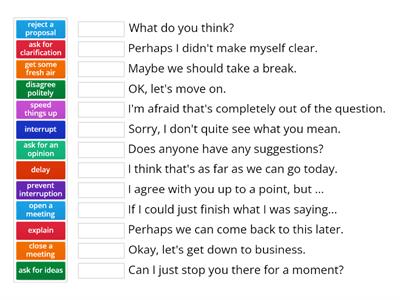 The language of meetings - Matching 