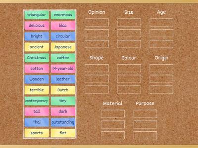 Order of Adjectives Grouping