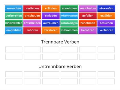 Trennbare Verben, untrennbare Verben