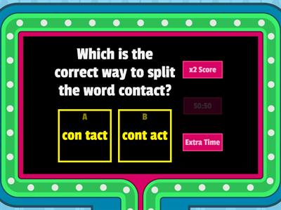 Split the Multisyllabic words 