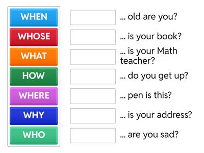 Who, What, When, Where, How, Why Match-Up