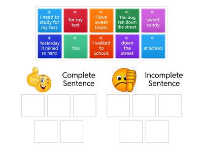 Complete/Incomplete Sentence w/audio